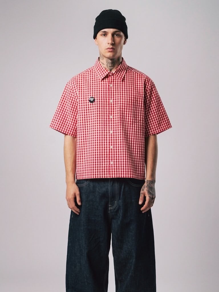 Eight 8all: Red Checks Boxy Shirt